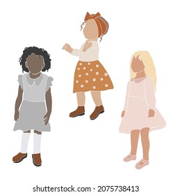Abstract child silhouette set vector, Kids portrait set, Child collection vector illustration