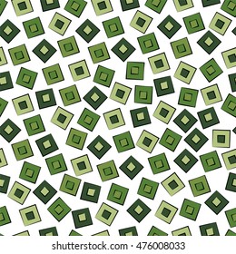 Abstract childish seamless pattern with green blocks on the white background. Stock vector illustration. Perfect for textile, cover, card and baby design. 