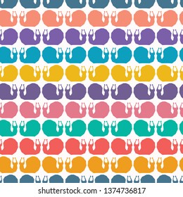 Abstract childish snail cut out shapes. Vector pattern seamless background. Hand paper cutting matisse style. Collage stripes illustration. Trendy home decor, kid fashion print. Fun mollusc trail.