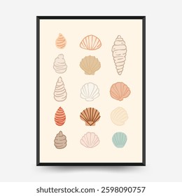 Abstract childlike summer vibe posters template. Modern trendy minimal style. Hand drawn Rounded design for wallpaper, wall decor, print, postcard, cover, template, banner. 