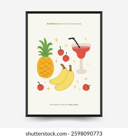 Abstract childlike summer vibe posters template. Modern trendy minimal style. Hand drawn Rounded design for wallpaper, wall decor, print, postcard, cover, template, banner. 