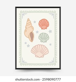Abstract childlike summer vibe posters template. Modern trendy minimal style. Hand drawn Rounded design for wallpaper, wall decor, print, postcard, cover, template, banner. 