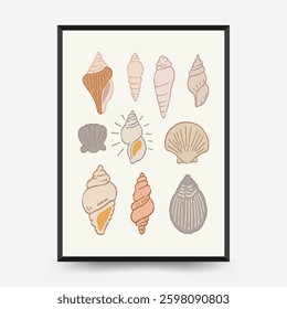 Abstract childlike summer vibe posters template. Modern trendy minimal style. Hand drawn Rounded design for wallpaper, wall decor, print, postcard, cover, template, banner. 