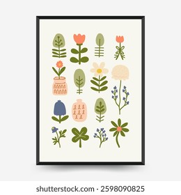Abstract childlike summer vibe posters template. Modern trendy minimal style. Hand drawn Rounded design for wallpaper, wall decor, print, postcard, cover, template, banner. 
