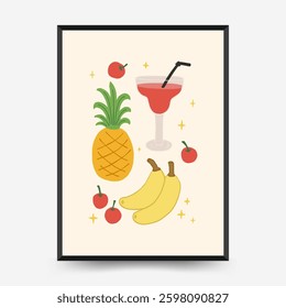 Abstract childlike summer vibe posters template. Modern trendy minimal style. Hand drawn Rounded design for wallpaper, wall decor, print, postcard, cover, template, banner. 