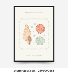 Abstract childlike summer vibe posters template. Modern trendy minimal style. Hand drawn Rounded design for wallpaper, wall decor, print, postcard, cover, template, banner. 