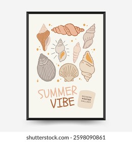 Abstract childlike summer vibe posters template. Modern trendy minimal style. Hand drawn Rounded design for wallpaper, wall decor, print, postcard, cover, template, banner. 
