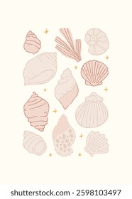 Abstract childlike summer vibe posters template. Modern trendy minimal style. Hand drawn Rounded design for wallpaper, wall decor, print, postcard, cover, template, banner. 