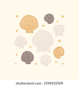 Abstract childlike summer vibe posters template. Modern trendy minimal style. Hand drawn Rounded design for wallpaper, wall decor, print, postcard, cover, template, banner. 