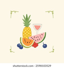 Abstract childlike summer vibe posters template. Modern trendy minimal style. Hand drawn Rounded design for wallpaper, wall decor, print, postcard, cover, template, banner. 