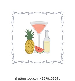 Abstract childlike summer vibe posters template. Modern trendy minimal style. Hand drawn Rounded design for wallpaper, wall decor, print, postcard, cover, template, banner. 