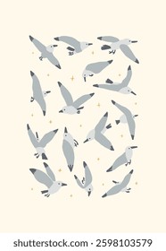 Abstract childlike summer vibe posters template. Modern trendy minimal style. Hand drawn Rounded design for wallpaper, wall decor, print, postcard, cover, template, banner. 