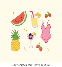 Abstract childlike summer vibe posters template. Modern trendy minimal style. Hand drawn Rounded design for wallpaper, wall decor, print, postcard, cover, template, banner. 