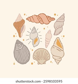 Abstract childlike summer vibe posters template. Modern trendy minimal style. Hand drawn Rounded design for wallpaper, wall decor, print, postcard, cover, template, banner. 