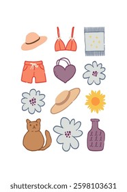 Abstract childlike summer vibe posters template. Modern trendy minimal style. Hand drawn Rounded design for wallpaper, wall decor, print, postcard, cover, template, banner. 