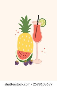 Abstract childlike summer vibe posters template. Modern trendy minimal style. Hand drawn Rounded design for wallpaper, wall decor, print, postcard, cover, template, banner. 