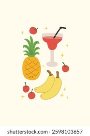 Abstract childlike summer vibe posters template. Modern trendy minimal style. Hand drawn Rounded design for wallpaper, wall decor, print, postcard, cover, template, banner. 
