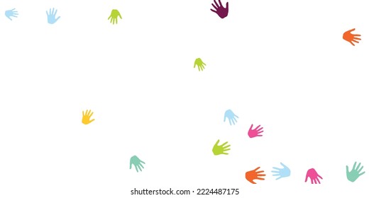 Abstract children handprints art therapy concept background design. Child paint hand prints art therapy background. People handprints in pain of different color.