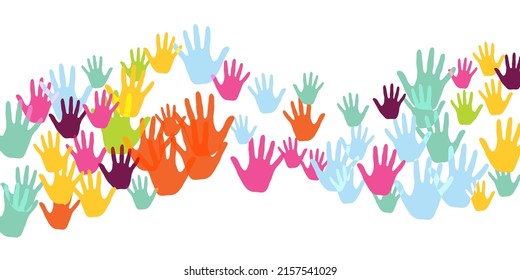 Abstract Children Handprints Nursery Games Concept Stock Vector ...