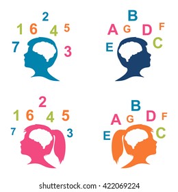 Abstract Children Learn Letters and Numbers