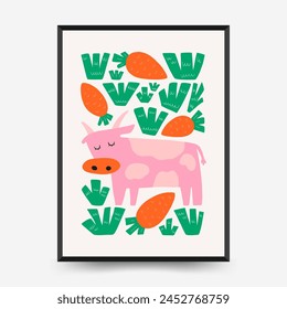 Abstract Childrens Room posters template. Modern trendy Kids minimal style. Hand drawn design for wallpaper, wall decor, print, postcard, cover, template, banner. 