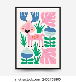 Plantilla de afiches de la Sala Infantil Abstractas. Moderno estilo minimalista para niños. Diseño dibujado a mano para el Fondo de pantalla, decoración de la pared, impresión, postal, cubierta, Plantilla, Anuncio. 