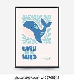 Abstract Childrens Room posters template. Modern trendy Kids minimal style. Hand drawn design for wallpaper, wall decor, print, postcard, cover, template, banner. 