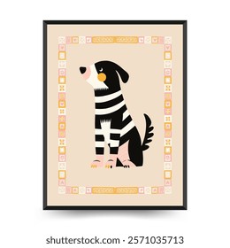 Abstract Childrens Room posters template with animals. Modern trendy Kids minimal style. Hand drawn design for wallpaper, wall decor, print, postcard, cover, template, banner. 