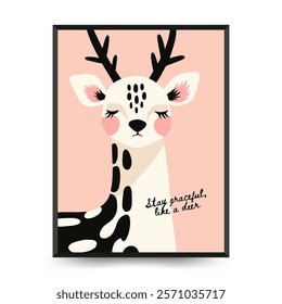 Abstract Childrens Room posters template with animals. Modern trendy Kids minimal style. Hand drawn design for wallpaper, wall decor, print, postcard, cover, template, banner. 