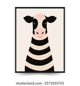 Abstract Childrens Room posters template with animals. Modern trendy Kids minimal style. Hand drawn design for wallpaper, wall decor, print, postcard, cover, template, banner. 