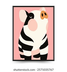 Abstract Childrens Room posters template with animals. Modern trendy Kids minimal style. Hand drawn design for wallpaper, wall decor, print, postcard, cover, template, banner. 