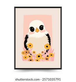 Abstract Childrens Room posters template with animals. Modern trendy Kids minimal style. Hand drawn design for wallpaper, wall decor, print, postcard, cover, template, banner. 