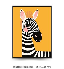 Abstract Childrens Room posters template with animals. Modern trendy Kids minimal style. Hand drawn design for wallpaper, wall decor, print, postcard, cover, template, banner. 