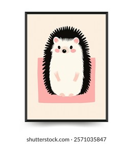 Abstract Childrens Room posters template with animals. Modern trendy Kids minimal style. Hand drawn design for wallpaper, wall decor, print, postcard, cover, template, banner. 