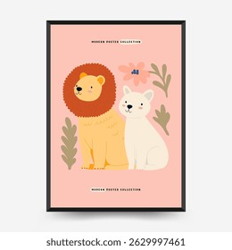 Abstract Childrens Room posters template. Modern trendy Kids minimal style. Hand drawn design for wallpaper, wall decor, print, postcard, cover, template, banner. 