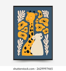 Abstract Childrens Room posters template. Modern trendy Kids minimal style. Hand drawn design for wallpaper, wall decor, print, postcard, cover, template, banner. 