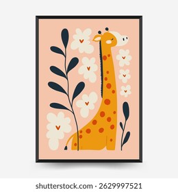Abstract Childrens Room posters template. Modern trendy Kids minimal style. Hand drawn design for wallpaper, wall decor, print, postcard, cover, template, banner. 