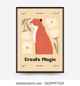 Abstract Childrens Room posters template. Modern trendy Kids minimal style. Hand drawn design for wallpaper, wall decor, print, postcard, cover, template, banner. 
