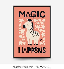 Abstract Childrens Room posters template. Modern trendy Kids minimal style. Hand drawn design for wallpaper, wall decor, print, postcard, cover, template, banner. 