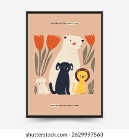 Abstract Childrens Room posters template. Modern trendy Kids minimal style. Hand drawn design for wallpaper, wall decor, print, postcard, cover, template, banner. 