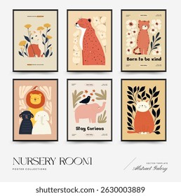 Abstract Childrens Room posters template. Modern trendy Kids minimal style. Hand drawn design for wallpaper, wall decor, print, postcard, cover, template, banner. 