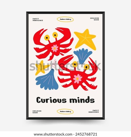 Abstract Childrens Room posters template. Modern trendy Kids minimal style. Hand drawn design for wallpaper, wall decor, print, postcard, cover, template, banner. 