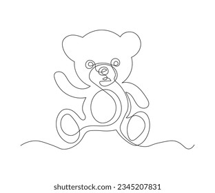 abstract children's teddy bear, plush toy Continuous One Line Drawing