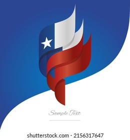 Abstract Chile 3D wavy flag blue white red modern ribbon strip logo icon abstract background vector