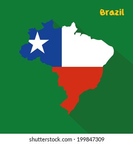 Abstract Chile flag on abstract brazil map