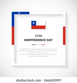 Abstract Chile flag square frame stock illustration. Modern country frame with text for Independence day of Chile.