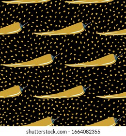 Abstract chile peppers seamless pattern. Chilli wallpaper. Simple design for fabric, textile print, wrapping paper, kitchen textiles. Vector illustration