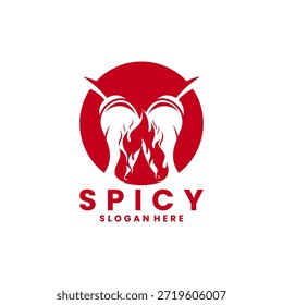 Abstract chili circle and fire logo design vector template. Chili spicy logo design vector icon