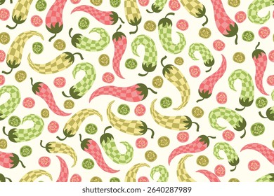 abstract chili pepper seamless pattern