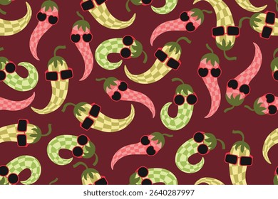 abstract chili pepper seamless pattern